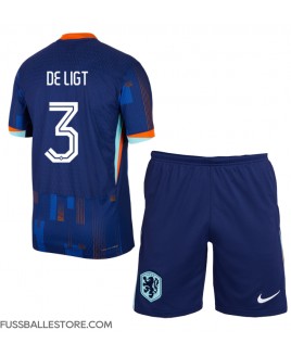 Günstige Niederlande Matthijs de Ligt #3 Auswärts Trikotsatzt Kinder EM 2024 Kurzarm (+ Kurze Hosen)